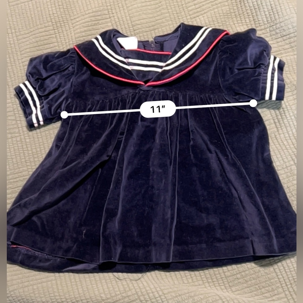 Vintage Navy Blue Sailor Dress with Red Trim Size 12m Made in the USA - Picture 9 of 9